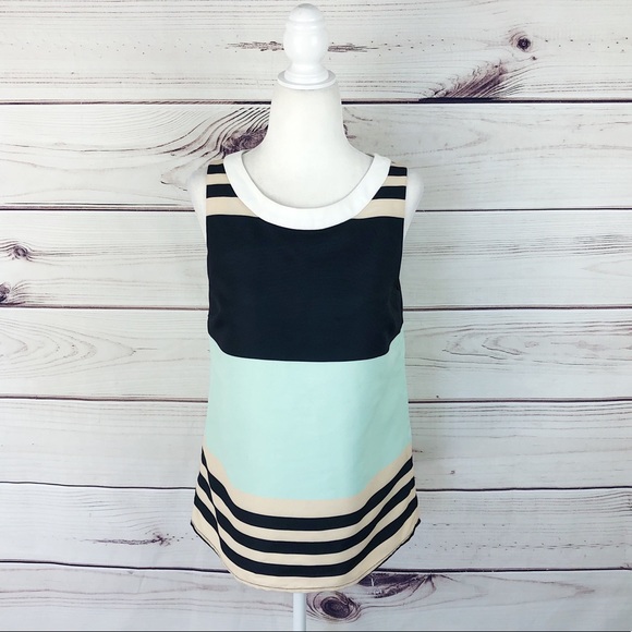 Troubadour Stripe Split Back Color Block Blouse 4 - Picture 3 of 10